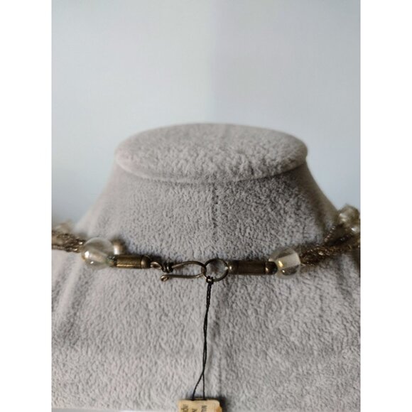 Carol Graham Glass Metal Beaded Necklace Vintage Triple Strand Clear NEW - Picture 4 of 5